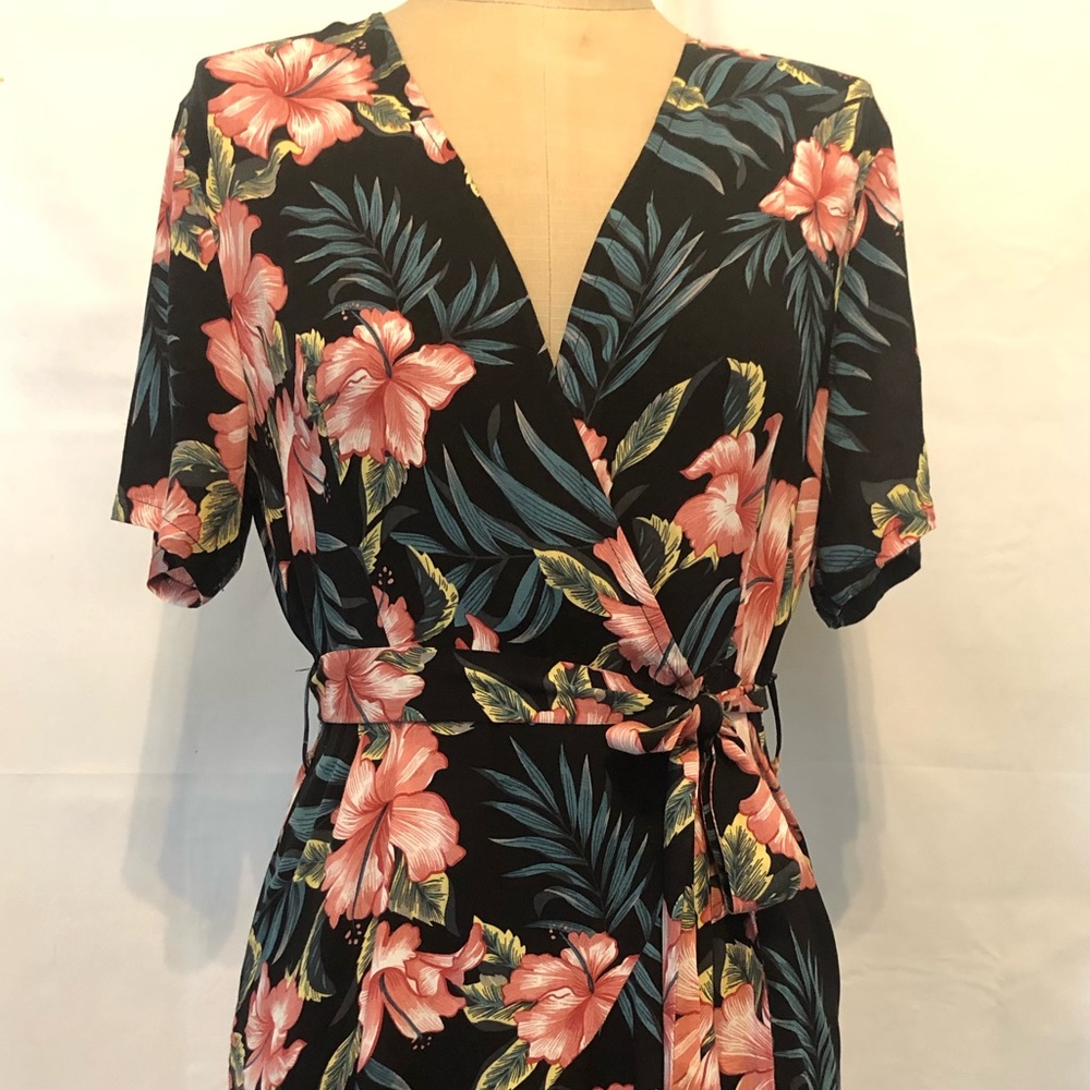 Floral Faux Wrap Dress